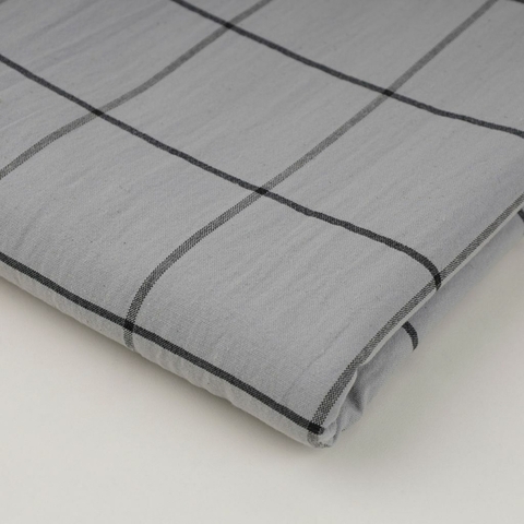 SET FUNDA EDREDÓN TUSSOR + F. ALM. - CUADROS GRIS CLARO