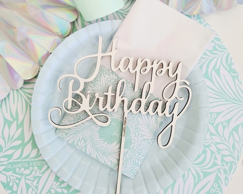 Topper Happy Birthday Blanco