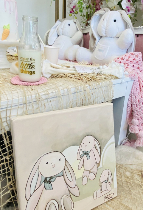 CUADRO FAMILIA DE CONEJITOS ROSAS