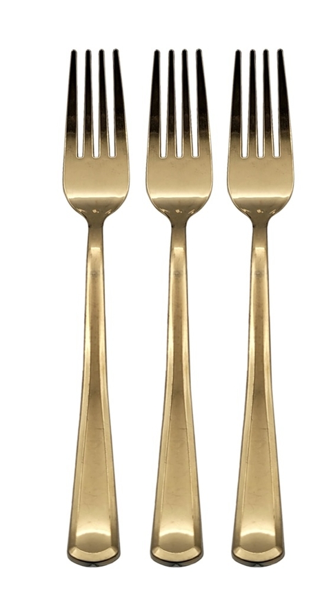 Tenedor Plastico Dorado 18,5 cm - set x 10