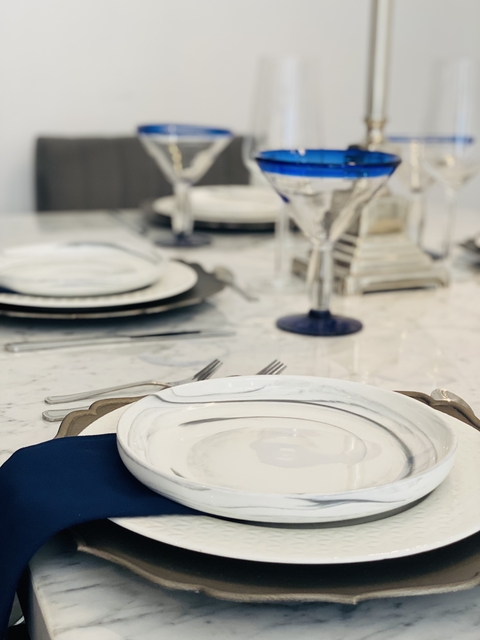 PLATO POSTRE CARRARA NEW GRAY - set x 6