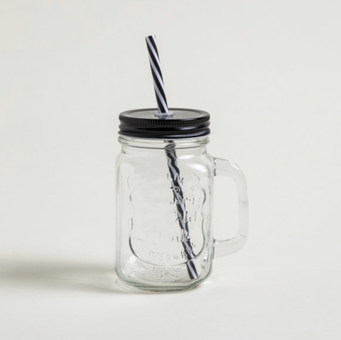 JARRO VIDRIO CON TAPA NEGRA