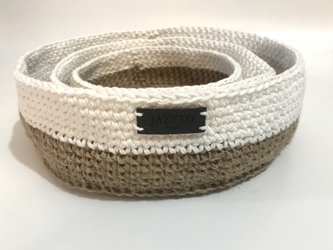 Canastas Tejidas Yute + Hilo Algodon - Set x 3 - comprar online