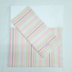 Jogo lençol solteiro listrado - rosa