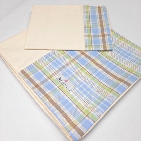 Jogo de lençol xadrez azul