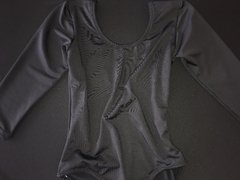 Collant preto adulto manga longa