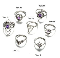 Imagem do Kit com 7 Anéis Falange Boho Chic Violeta