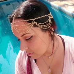 Acessório De Cabelo Tiara Head Chain Cascata Douradas - loja online