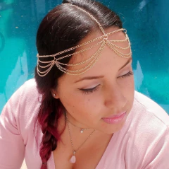 Acessório De Cabelo Tiara Head Chain Cascata Douradas - comprar online