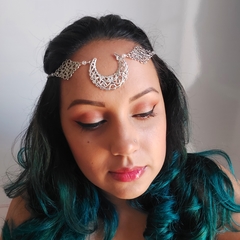 Acessório de Cabelo Tiara Head Chain Lua Prateada - Loja da Maya