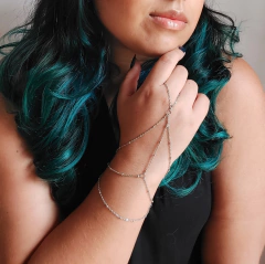 Pulseira Anel Camadas Boho Chic Indiana Hippie Prateada