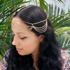 Acessório De Cabelo Tiara Head Chain Cascata Douradas - comprar online