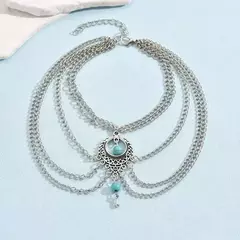 Bracelete Pulseira Antebraço Arm Chain Boho Chic Sonho Azul - Loja da Maya