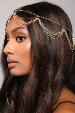 Imagem do Acessório De Cabelo Tiara Head Chain Cascata Douradas