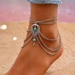 Par de Tornozeleiras De Camadas Boho Chic Sonho Azul - comprar online