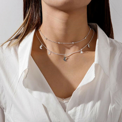 Colar Gargantilha Choker Dupla Luas e Estrelinhas na internet