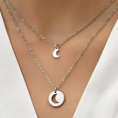 Colar Duplo Luas Prateadas