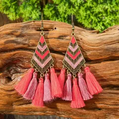 Brinco Boho Chic Tribal Losango Tessel - comprar online