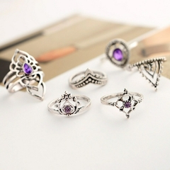 Kit com 7 Anéis Falange Boho Chic Violeta - loja online