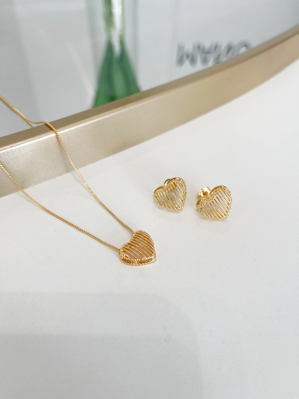 Conjunto Coração em semijoia