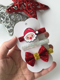 Trio de Hair Clips Natal