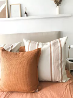 Almohadón Tusor rayado 60x60 -CANELA - tienda online