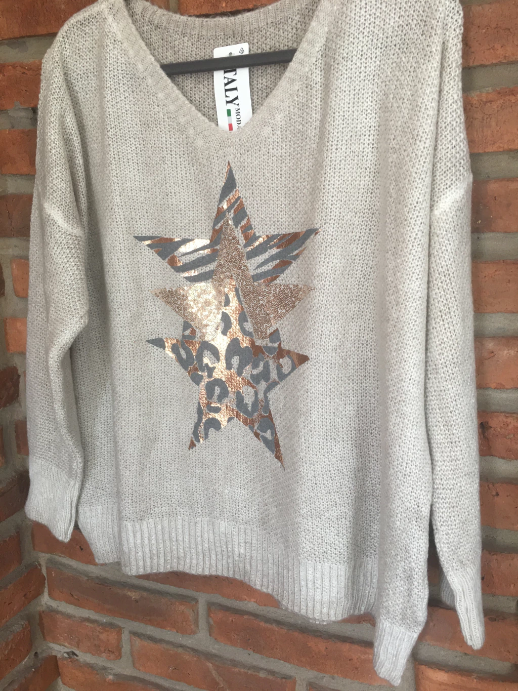Sweater italiano con estrellas con foil