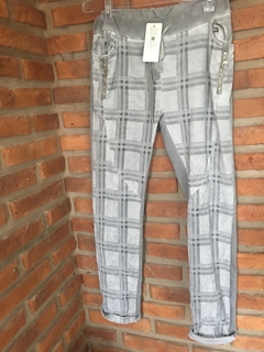 Babucha italiana de gabardina con delantero en gamuza a cuadros - comprar online