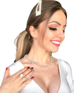 Conjunto Delicado De Pérolas Bio Joia Semi Joia