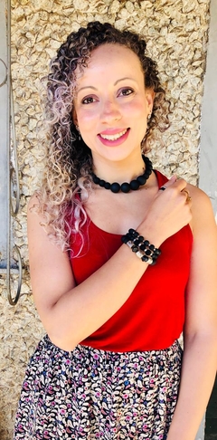 Trio pulseiras bola preto fosco - comprar online