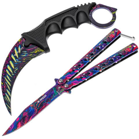 Combo Kit Navaja Mariposa Hyperbestia 1 Y Cuchillo Karambit Hyperbestia 2 Con Filo - comprar online
