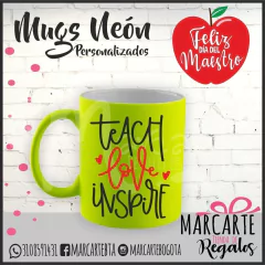 Mug Neon Día Del Maestro