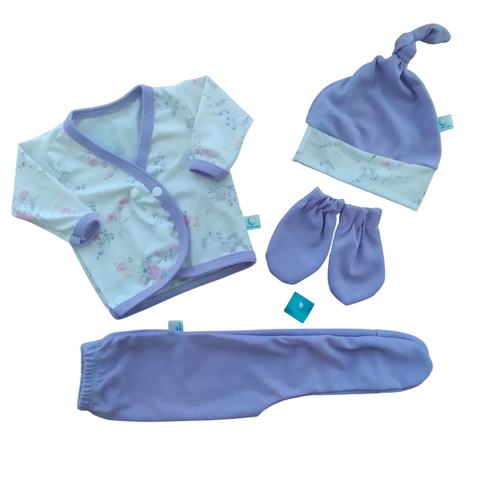 Ajuar 4 Piezas - Flores Lila - comprar online