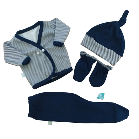 Ajuar 4 Piezas - Rayadito Marino - comprar online