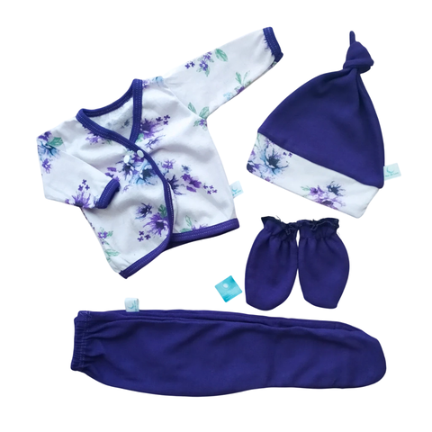 Ajuar 4 Piezas - Flores Violetas - comprar online