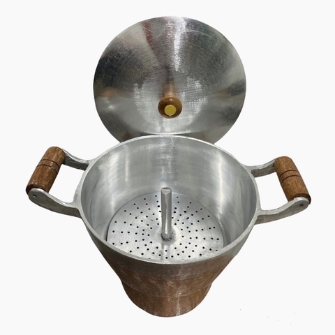 Cuscuzeira De Alumínio Batido Fundido Tampa Pesada 2L