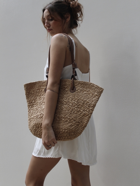Bolsa Palha Natural Bege