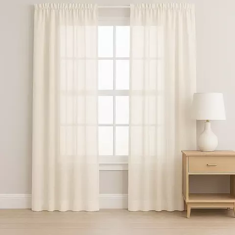 Cortinas De Ambiente 2 Paños Voile Lino Blanco 245 x 245 - comprar online