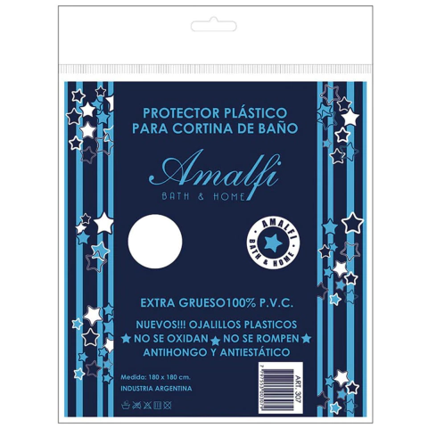 Protector Cortina de Baño PVC con Ojalillos Plásticos 180 x 200