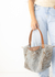 Imagen de Bolso Buenos Aires lino celeste Acanthus chocolate