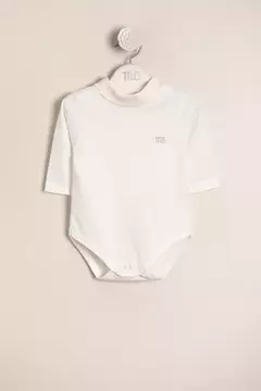 Body de algodón media polera con logo Magdalena Esposito