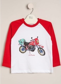 Remera manga ranglan estampada Moto