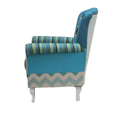 Poltrona Patchwork Azul - ARTPATCHMIMO MÓVEIS REPAGINADOS