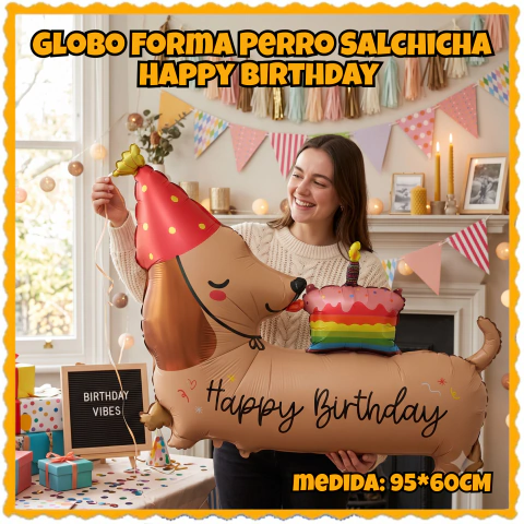 Globo Forma Perro Salchicha Happy Birthday