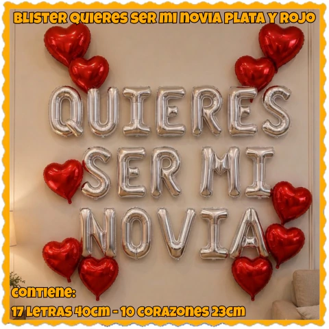 Blister Queres Ser Mi Novia Plata y Rojo
