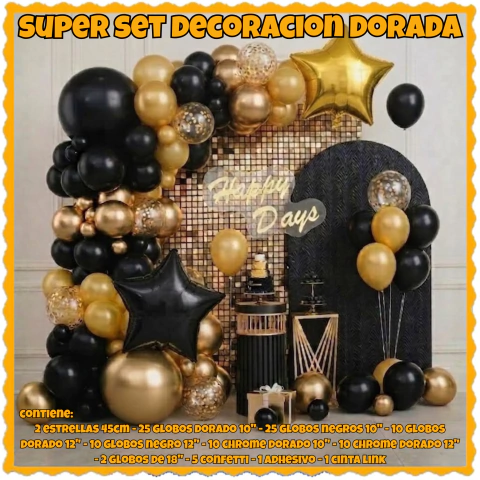Super Set Decoracion Dorada