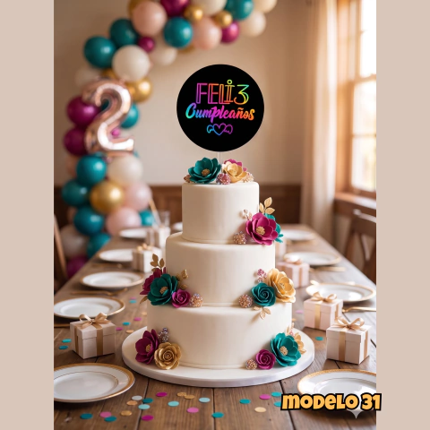 Topper Premium Feliz Cumpleaños - comprar online