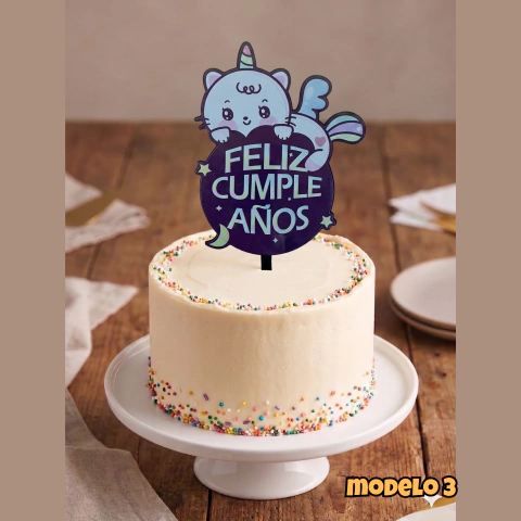 Topper Premium Feliz Cumpleaños - PromoGlobos - Decorando Tus Momentos