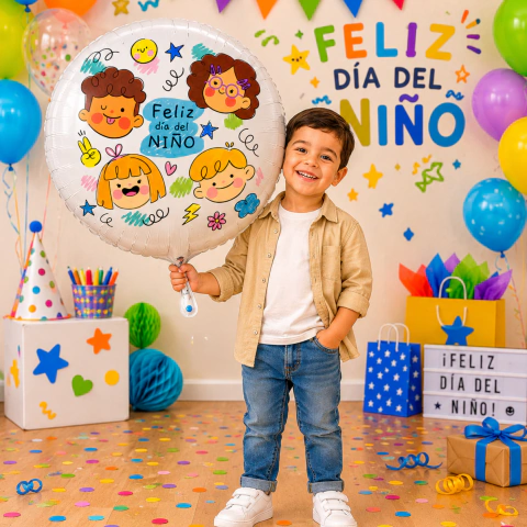Globos Ciruclar Feliz Dia Del Niño 45cm - PromoGlobos - Decorando Tus Momentos
