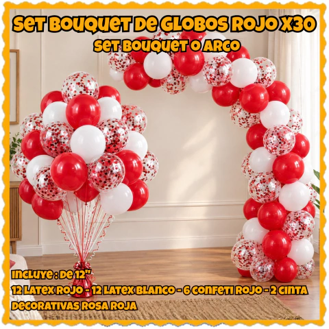 Set Bouquet de Globos Rojo x30